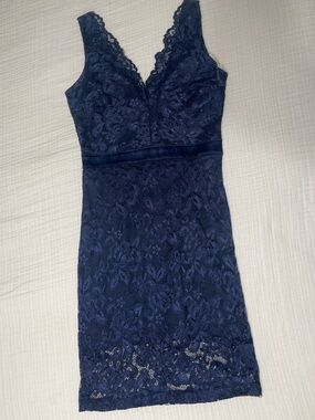 Navy Lace V-Neck Dress- Juniors Size 7